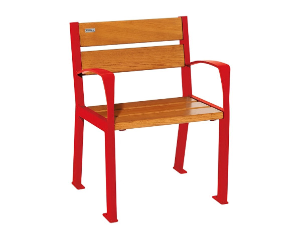 Procity Stuhl Silaos 5 Holzlatten, Mit Armlehne, Holz & Stahl, helle Eiche/RAL 3020, 209510.3020.CHEC