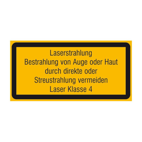 Stein HGS Laserkennzeichnung/Warnzusatzschild Laserstrahlung, Bestrahlung von Auge oder Haut, 105 x 52 mm, 21.1912