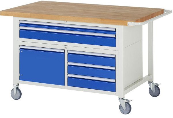 RAU Fahrbare Werkbank-Modell 8922, 1500x900x920-1120mm, Oben: 60, 120mm, Unten li: Flügeltür, Unten re: 3x120mm, 05-8922A2-159B4H.11