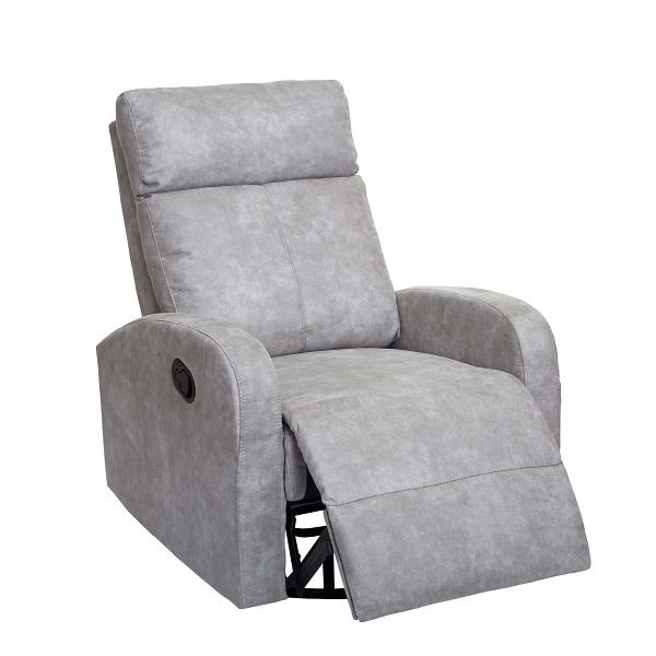 Mendler Fernsehsessel HWC-A54 Premium, Relaxsessel Schaukelstuhl Wippfunktion, drehbar, Stoff/Textil hellgrau, 82860+82861