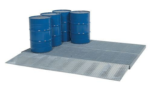 DENIOS Bodenelement classic-line, verzinkt, Gitterrost, Radlast 2000 kg, 1862 x 1362 x 78 mm, 120234