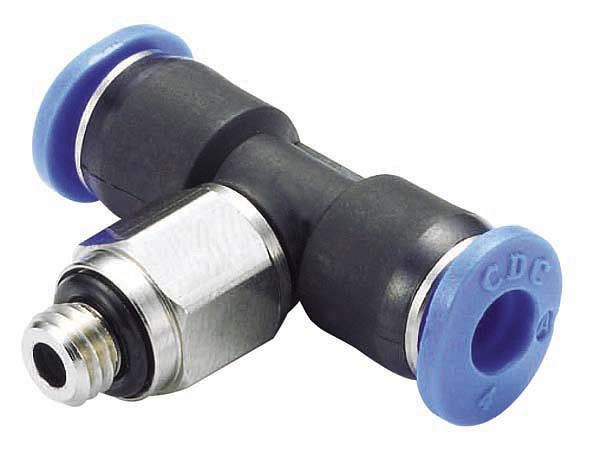 timmer B-TEdM-3-M6-KU, T-Einschraubverschraubung Mini-Serie, drucklos einstellbar, Schlauch-Ø: 3 mm, Gewinde: M6, VE: 10 Stück, 03180612