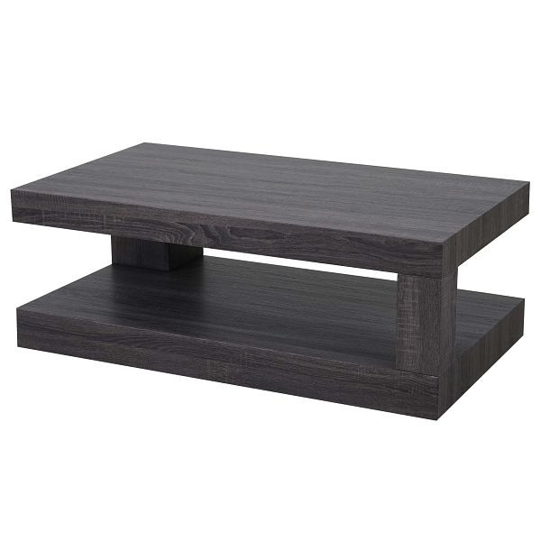 Mendler Couchtisch HWC-A32, Wohnzimmertisch, 3D-Struktur, 40x110x60cm, schwarze Eicheoptik, 59393+59394