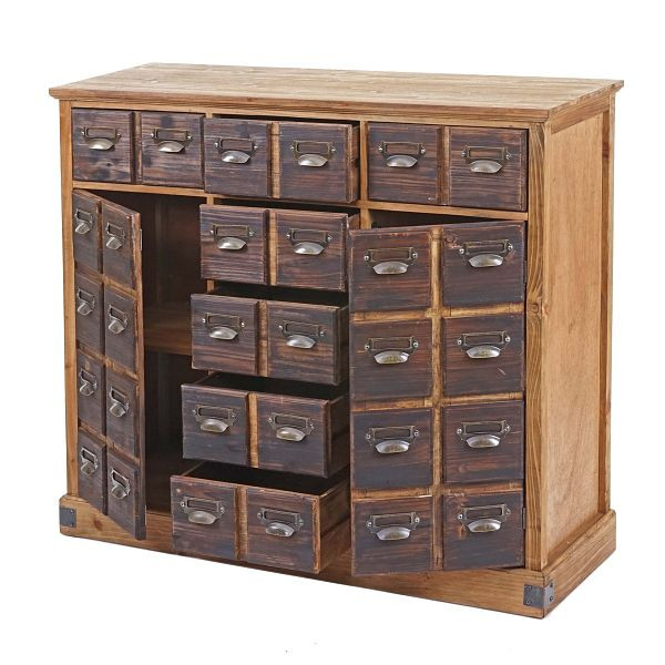 Mendler Apothekerkommode HWC-F33, Schubladenschrank, Tanne Holz massiv Vintage 90x100x35cm, 69521