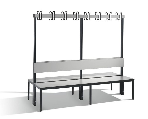 C+P Doppelseitige Garderobenbank mit Rückenlehne, Basic Plus, H1650xB1960xT760mm, 8062-200 S10001