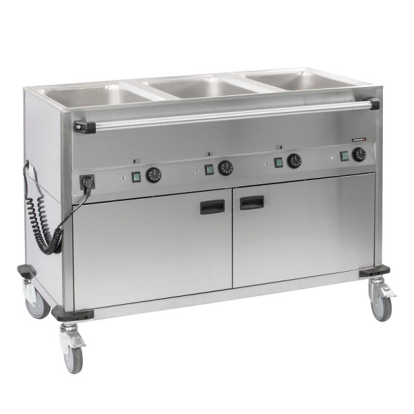 Casselin Speisen-Ausgabewagen, 3 x GN 1/1 quer mit beheiztem Unterbau, B 1 250 x T 700 x H 900 mm, CCBM3CH