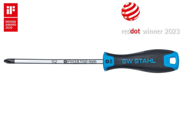 SW-Stahl Schraubendreher, Kreuz, PH3 x 150 mm, S2 Stahl, 32763SB