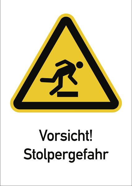 Moedel Vorsicht! Stolpergefahr ISO 7010, Kombischild, Kunststoff, 210x297 mm, 98959