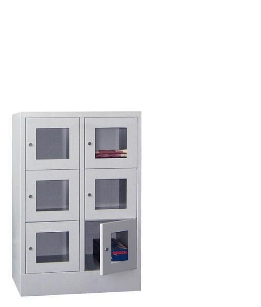 Pavoy Schließfachschrank mit Sockel 1187/500/800, 2b x 3h, Zylinderschloss, Abteilbreite 400, Sichtfenster, 61213-234-091-118204