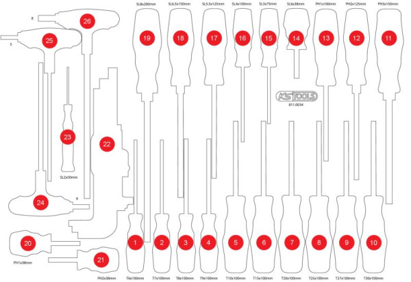 KS Tools Leere Schaumstoffeinlage zu 811.0034, 811.0034-97