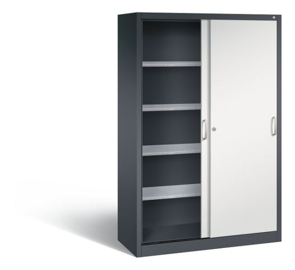 C+P Schiebetürenschrank Acurado, H1950xB1200xT500mm, Farbe: Schwarzgrau / Lichtgrau, Bügelgriff, 2059-00 S10117
