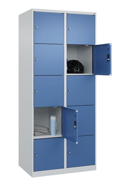 C+P Schließfachschrank Evolo PLUS, 10 Fächer, 1850x800x500mm, 7035/5023, 049000-225 S10008