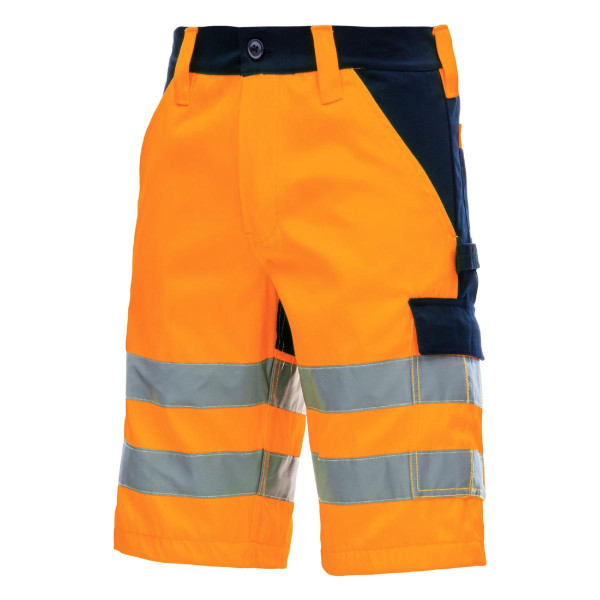 NITRAS MOTION TEX VIZ, Warnschutz - Arbeitshose, kurz, Größe: 46, Farbe: neonorange/marineblau, VE: 10 Stück, 7570-4121-46
