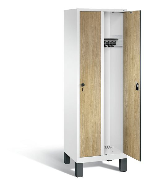 C+P Garderobenschrank Evolo, H1850xB610xT500mm, Farbe: Verkehrsweiß / Dekor Eiche Sereno, 48010-20 S10396