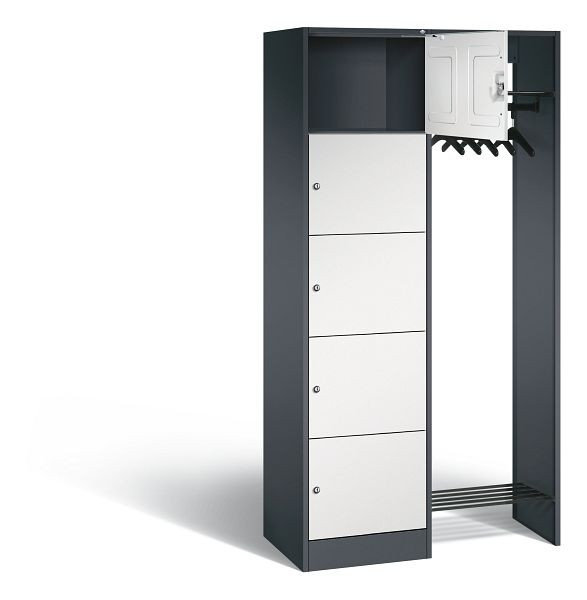 C+P Offene Garderobe Serie 8070, H1950xB960xT480mm, Farbe: Schwarzgrau / Lichtgrau, 82700-00 S10041