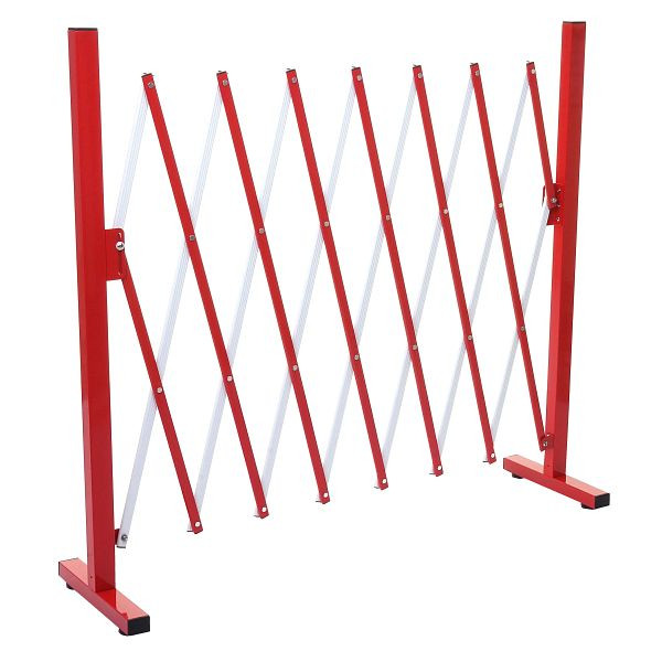 Mendler Absperrgitter HWC-B34, Scherengitter Zaun Schutzgitter ausziehbar, Alu rot-weiß, Höhe 103cm, Breite 28-200cm, 64374