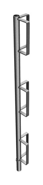 Schake Eckgeländerpfosten, ø33,7mm Rundrohr, Höhe: 1,00m, verzinkt, zum Einstecken in Hülsen, mit drei Aufnahmen, 112778