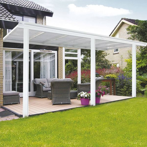 HOME DELUXE Terrassenüberdachung SOLIS - 557 x 303 x 226/278 cm Weiß, 6550