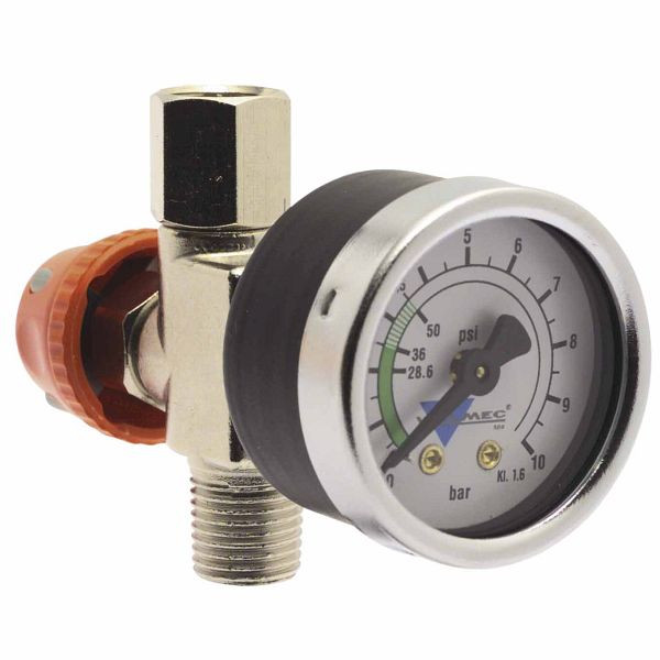 ELMAG Micro-Druckregler für Farbspritzpistolen HVLP Regelbereich 0-10 bar, Eingangsdruck max. 20 bar, 32190