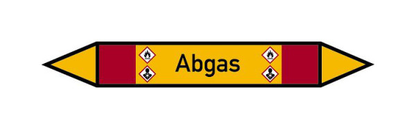 Schilder Klar Rohrleitungskennzeichen Abgas, 100x15 mm Folie selbstklebend, 101541/30