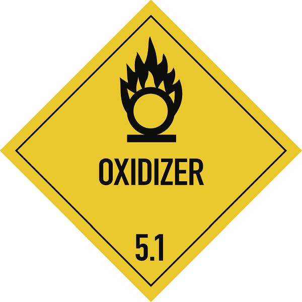 Moedel Gefahrzettel Klasse 5.1 Text OXIDIZER, Folie, 100x100 mm, 66047