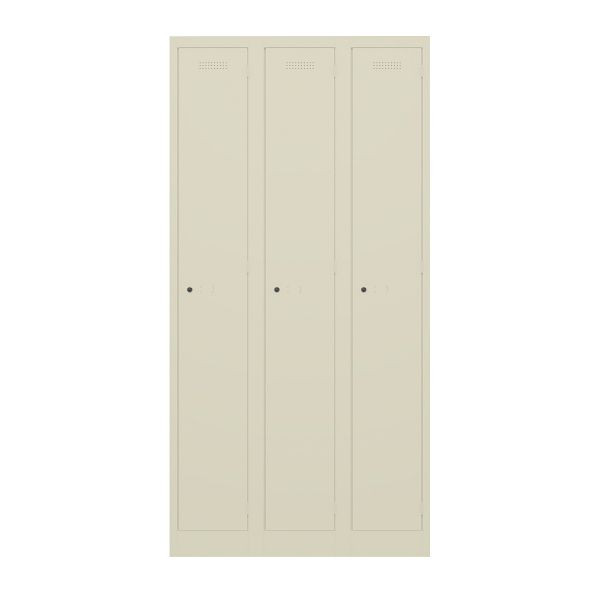 Bisley Garderobenschrank Primary Locker, 3 Abteile, 669 hellelfenbein, PL3050T1669