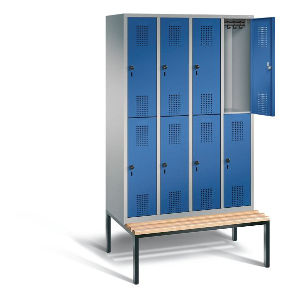 C+P Spind doppelstöckig Evolo, H2090xB1190xT815mm, Farbe: Weißaluminium / Enzianblau, 48350-40 S10433