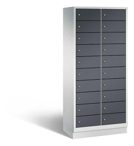 C+P Schließfachschrank Evolo, H1800xB810xT500mm, Farbe: Lichtgrau / Schwarzgrau, 48020-2210 S10171