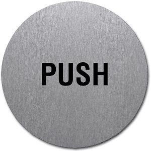 Moedel Piktogramm Push, Edelstahl, selbstklebend, Ø 50 mm, 52269