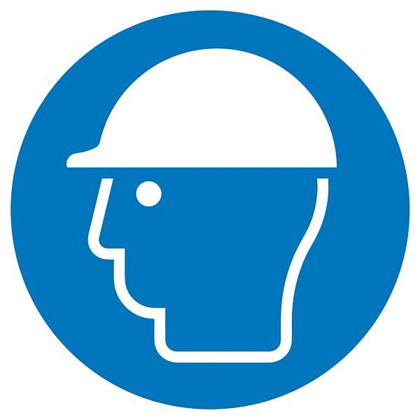 SafetyMarking Gebotsschild, Kopfschutz benutzen, Ø 5 cm, Folie, selbstklebend, VE: 6 Stück/Bogen, 30.A7152