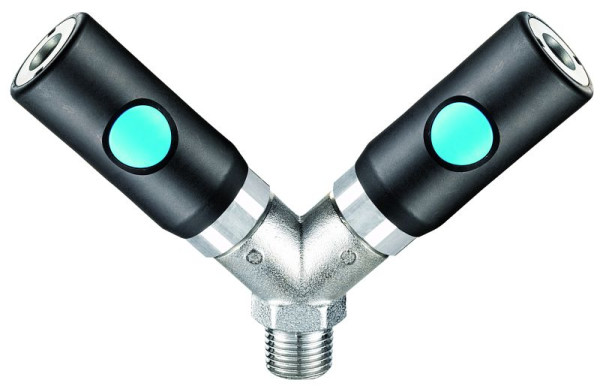 Prevost Fester Verteiler mit zylindrischem Außengewinde und 2 Kupplungen, AG BSPP= G 3/4, ISC 088154