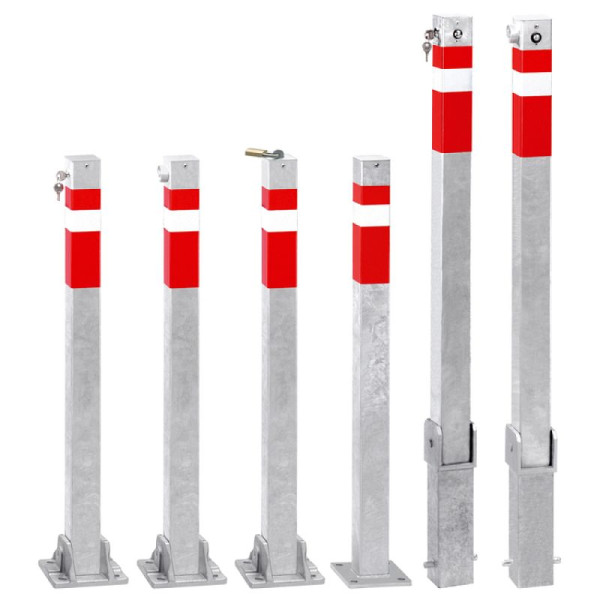 Stein HGS Absperrpfosten -Steel Line-, Umlegbar, mit Sicherheitsschloss, gleichschließend, Schließung oben, zum Aufdübeln, inkl. 2 Schlüssel, ohne, 14229-00