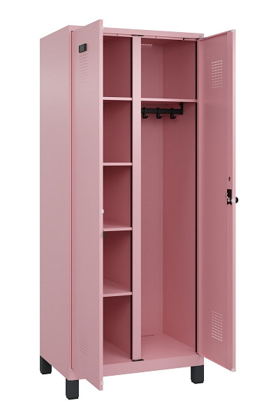 C+P Wäsche-/Garderobenspind Evolo PLUS, mit Füßen, 2 Abteile, 1950x800x500mm, 3, Frontfarbe RAL 3015 Hellrosa, Drehriegel, 049610-22 S10024