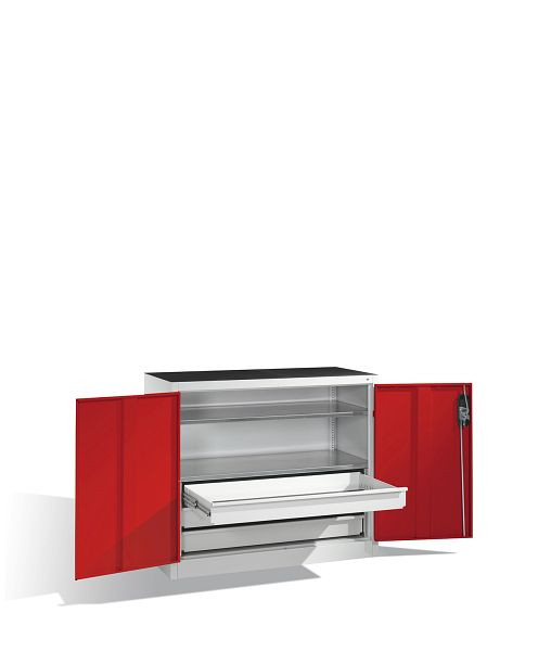 C+P Werkzeugschrank Acurado, H1000xB1200xT500mm, Farbe: Lichtgrau / Rubinrot, Muldengriff, 8831-5035 S10148