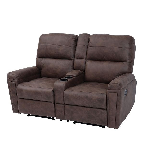 Mendler 2er Kinosessel HWC-K17, Relaxsessel Fernsehsessel Sofa, Nosagfederung Getränkehalter Fach, Stoff/Textil braun, 89375+89376+89377