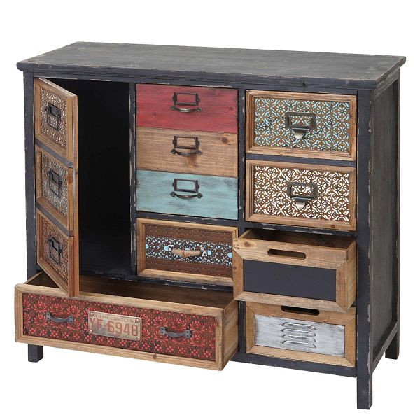 Mendler Apotheker-Schrank HWC-A43, Kommode, Tanne Holz massiv Vintage Shabby-Look 84x90x32cm, 57069