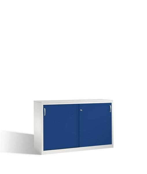 C+P Sideboard mit Schiebetüren Acurado, H1000xB1600xT500mm, Farbe: Lichtgrau / Enzianblau, Bügelgriff, 2156-00 S10050