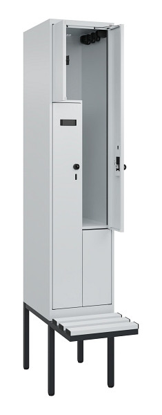C+P Z-Spind Evolo PLUS, Bank, 2 Fächer, 2120x400x815mm, 7035/7035, Drehriegel, Material Sitzfläche Kunststoff, 0490437-122 S10067