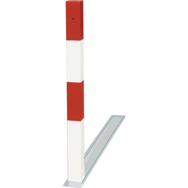 Stein HGS Absperrpfosten -SESAMplus-, umleg- und versenkbar, Rundzylinder/ rot-weiß, ohne reflektierende Rotringe, 11734-01