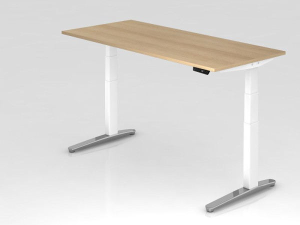 Hammerbacher Sitz-Steh-Schreibtisch elektrisch 180x80cm Eiche/Weiß, poliert, Rechteckform, VXBHM19/E/WC