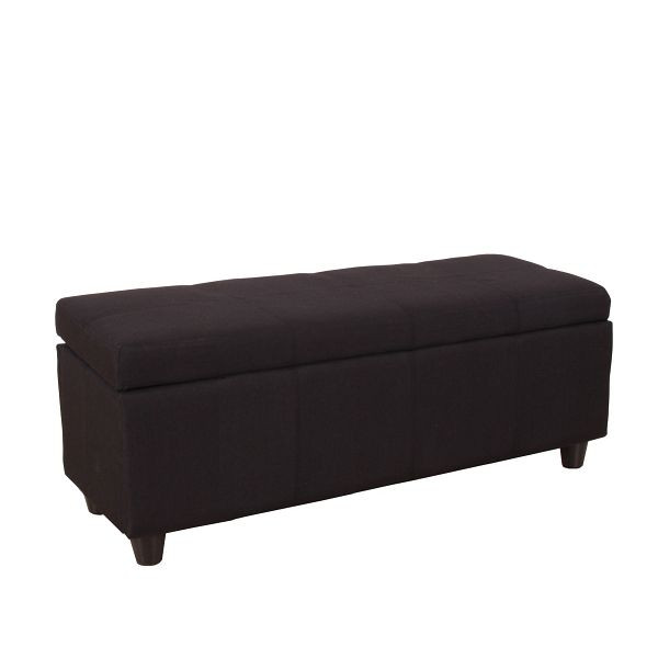 Mendler Aufbewahrungs-Truhe Kriens, Sitzbank Bank, Stoff/Textil, 45x114x45cm, schwarz, 21442