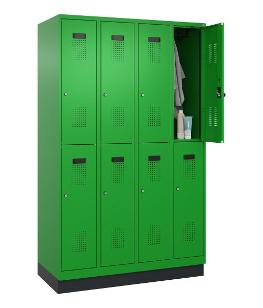C+P Doppelstöckiger Spind Evolo PLUS, mit Sockel, 8 Fächer, 1950x1200x500mm, 603, Zylinderschloss, 049320-40 S10053