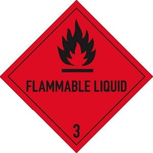 Moedel Gefahrzettel Klasse 3 Text FLAMMABLE LIQUID, Folie, 100x100 mm, 66004