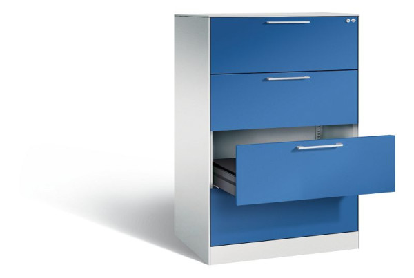 C+P Karteischrank Asisto, H1310xB800xT600mm, Farbe: Lichtgrau / Enzianblau, Bügelgriff, 146223-422 S10034