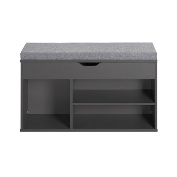 SoBuy Schuhbank mit 3 Fächern Dunkelgrau 80x30x47.5cm, Funktional, FSR45-DG