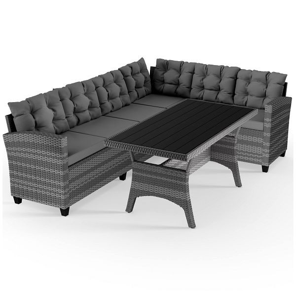 casaria Polyrattan Ecklounge Lissabon Grau/Anthrazit inkl 2 Stühlen, 996212