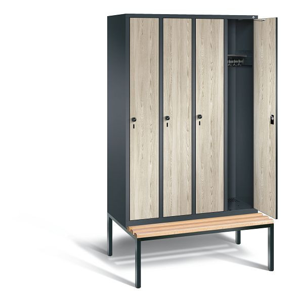 C+P Garderobenschrank Evolo, H2090xB1190xT815mm, Farbe: Anthrazitgrau / Dekor Sen-Esche, 48050-40 S10788