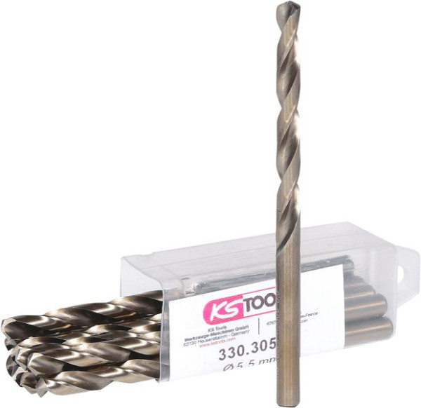 KS Tools HSS-G Co 5 Spiralbohrer, 5,5mm, VE: 10 Stück, 330.3055