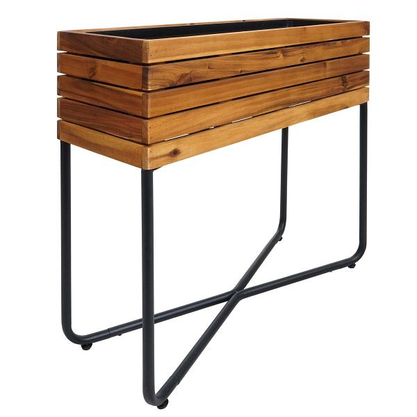 Mendler Pflanzkasten HWC-L25, Pflanzkübel Blumenkasten, rechteckig 60x62x22cm Outdoor Stahl Akazie Holz FSC, braun, 98586