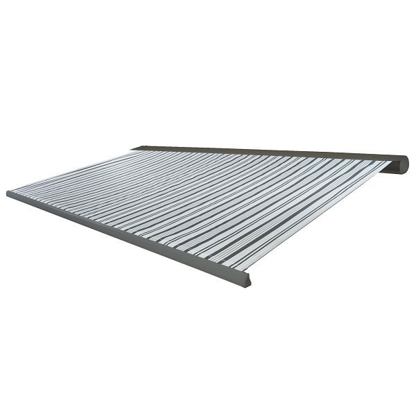 Mendler Elektrische Kassettenmarkise T122, Markise Vollkassette 4x3m, Polyester Grau/Weiß, Rahmen grau, 58242+34295+58309